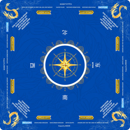 ABISKOM Mahjong Mat (32.7” x 32.7”) with Premium Carrying Mat, Non-Slip Noise Reduction & Waterproof Non-Wrinkle Foldable Gaming Mat for Mahjong, Poker, Board/Card Games and Dominoes